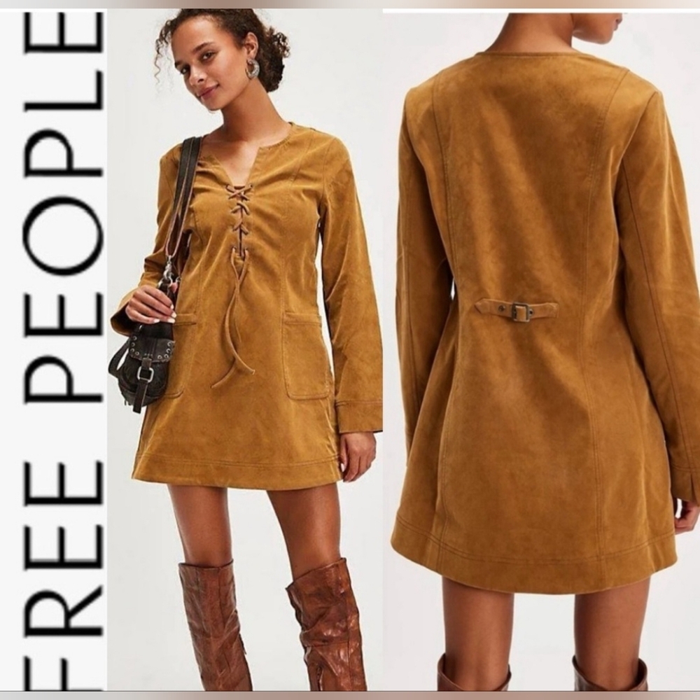 Free People Bradley Faux Suede Dress S NWOT